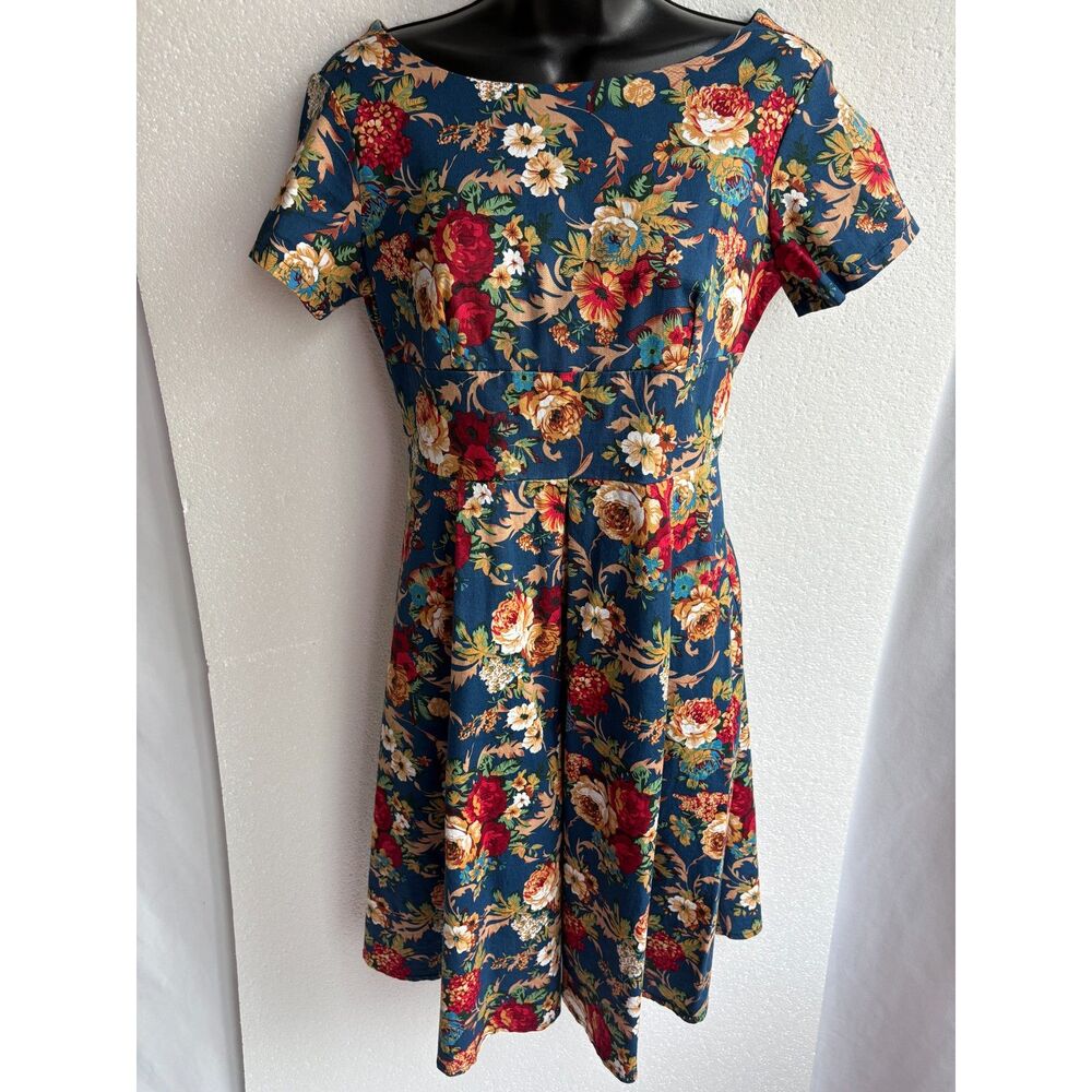 Roosey Floral Midi Dress Size S Cottage Retro Prairie Romantic Cotton Vintage